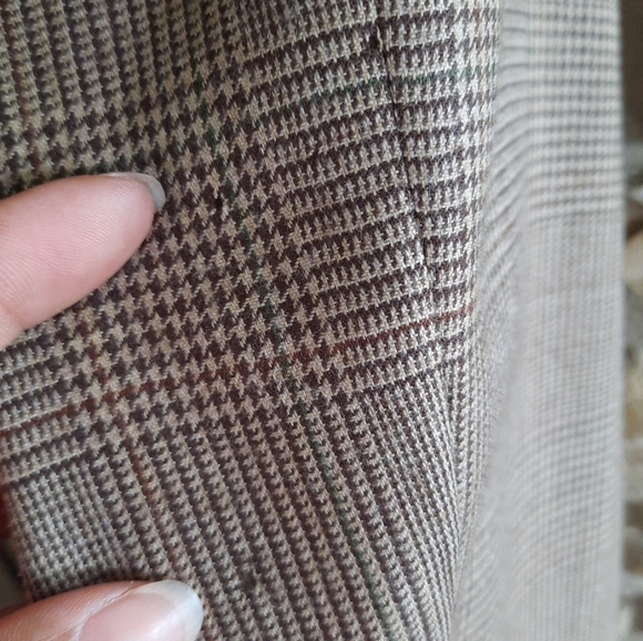 Vintage Tommy Hilfiger Mens Blazer Jacket Brown Plaid Virgin Wool 44R - Picture 9 of 16